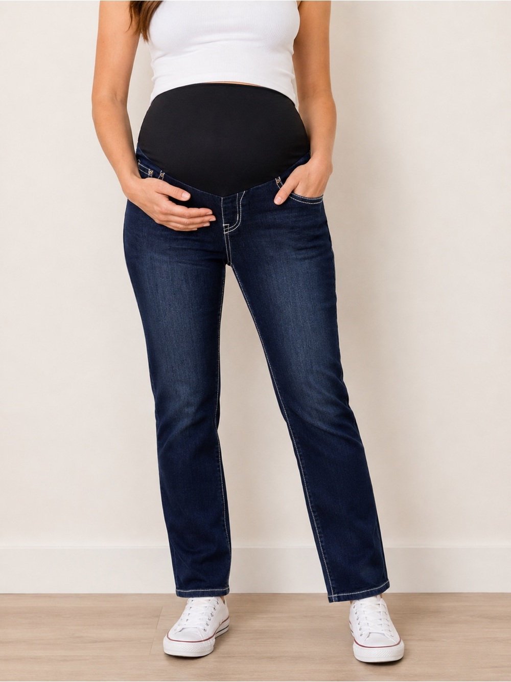 Planet Motherhood Dark Blue Maternity Jeans with Black Stretch Waistband size L